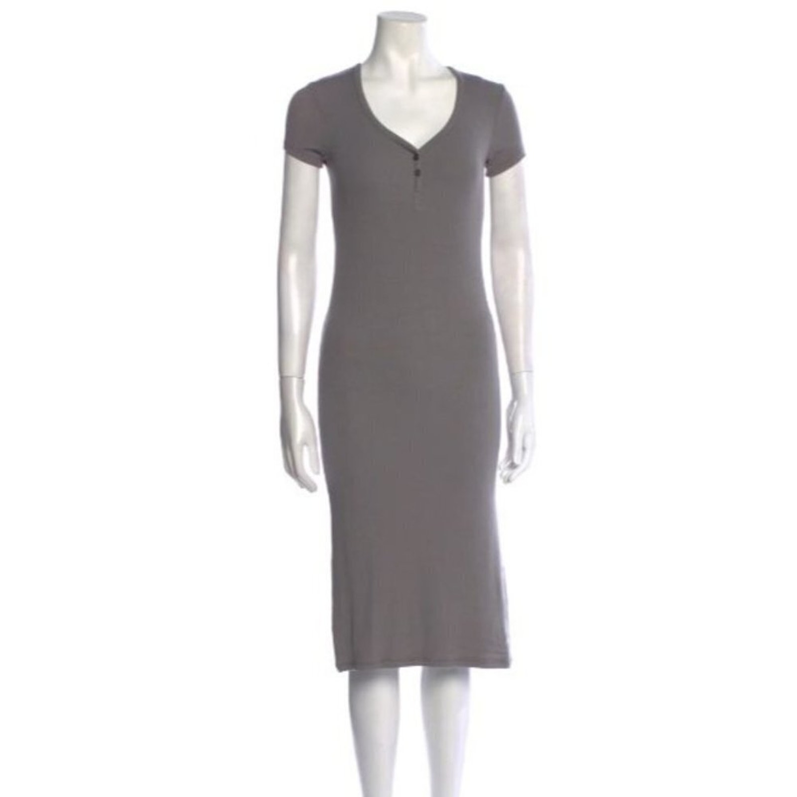 Atm Anthony Thomas Melillo Ribbed Modal Midi Dress Minimalist Gray M